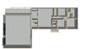 barndominium floor plan eagle eye view